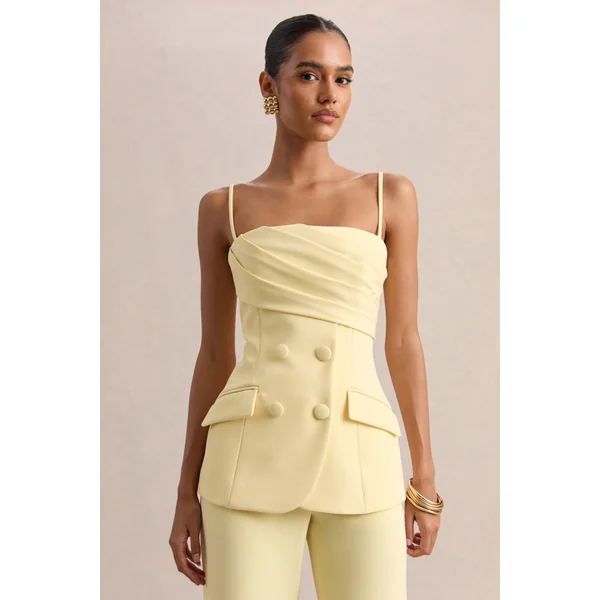 Lunivra | Top Tailleur à Encolure Carrée Citron