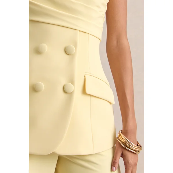 Lunivra | Top Tailleur à Encolure Carrée Citron