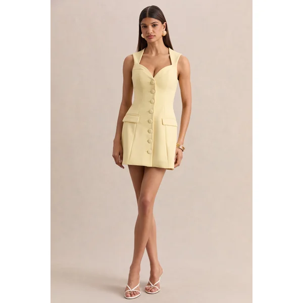 Luxira | Mini-robe tailleur citron à encolure cœur