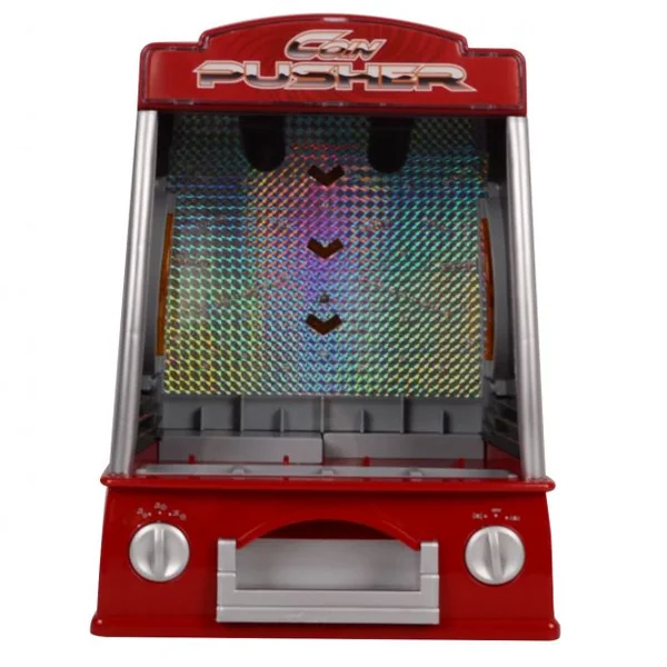 Machine pousse-pièces Mini jeu d'arcade avec 150 jetons, effets sonores, en ABS, fonctionne à piles, 26x19,5x34,5cm