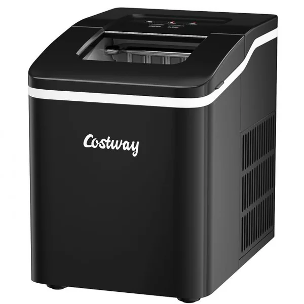 Machine à Glaçons 12KG /24H Portable 9 Glaçons par 8 Min avec Réservoir 1,6L Auto-Nettoyage Affichage-LCD 120W Noir
