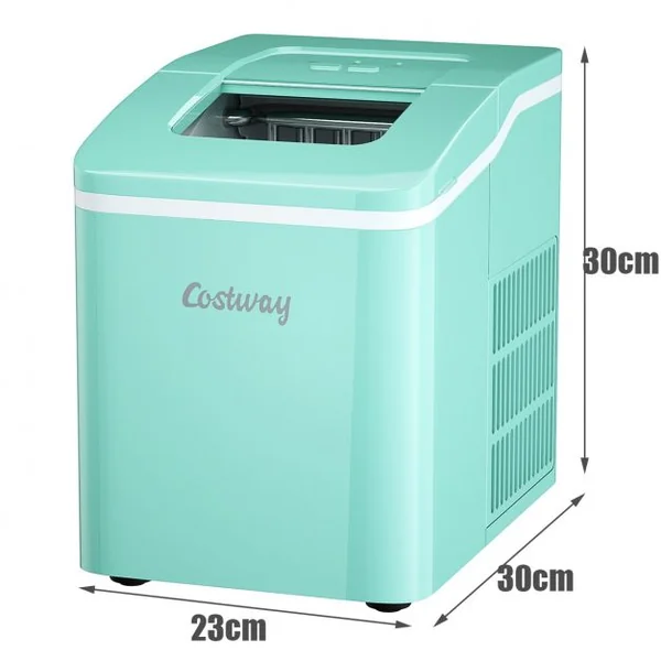 Machine à Glaçons 12KG /24H Portable 9 Glaçons par 8 Min avec Réservoir 1,6L Auto-Nettoyage Affichage-LCD 120W Vert
