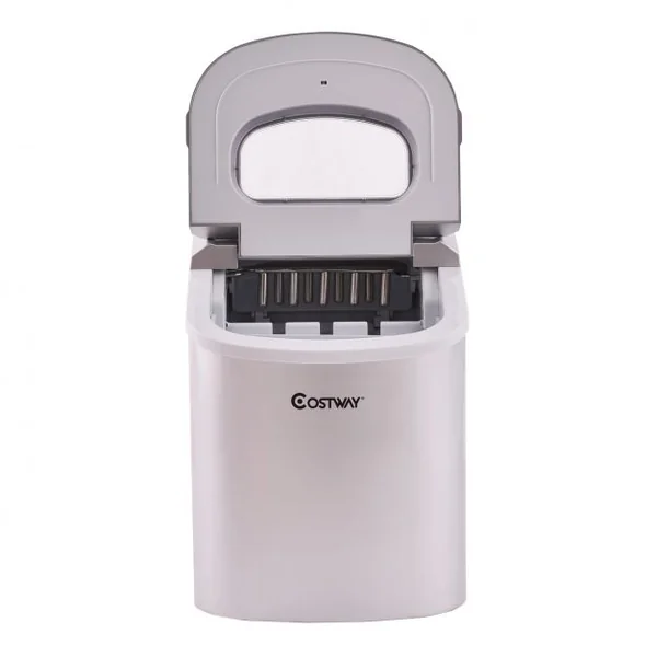Machine à Glaçons 12kg de Glace/24h Réservoir 2,2L avec 2 Tailles de Glace 9 Glaçons par 6-13 Min pour Maison Argent