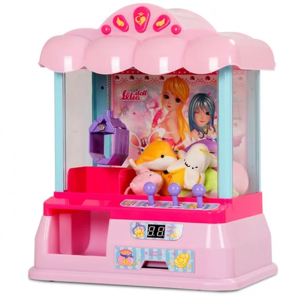 Machine à pince Candy Grapper autocollant diamant 3 leviers câble USB 8 jouets 20 pcs de jeu lumière musique 29x24x37cm rose
