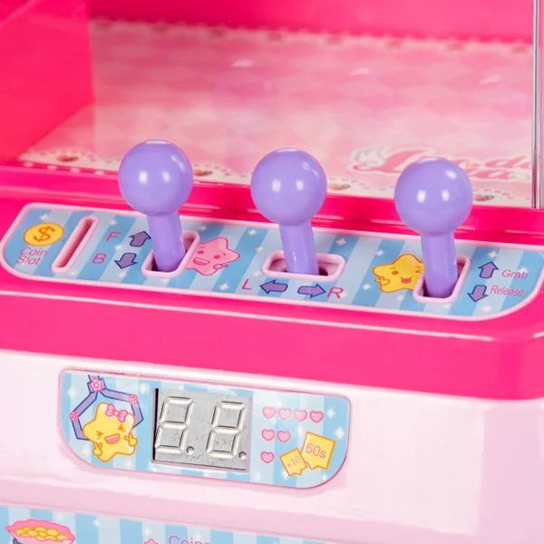 Machine à pince Candy Grapper autocollant diamant 3 leviers câble USB 8 jouets 20 pcs de jeu lumière musique 29x24x37cm rose