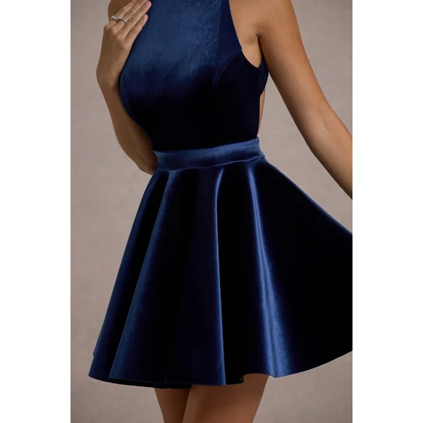 Mackie | Mini-Robe Patineuse Sans Manches en Velours Bleu Marine