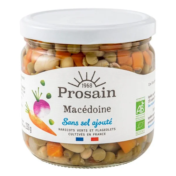 Macédoine de légumes sans sel 230g net égoutté