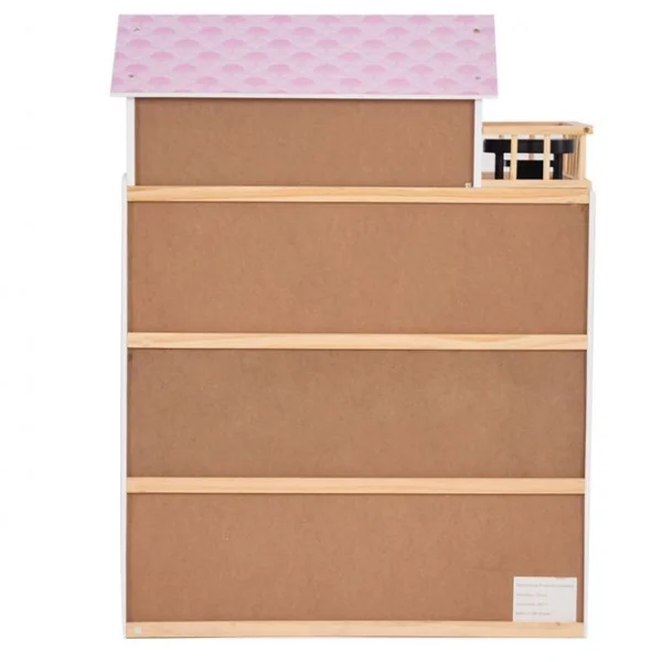 Maison de Poupée pour Enfants 3 Ans et Plus Maison de Poupée à 4 Étages avec Accessoires en Mdf 605x295x81cm Rose