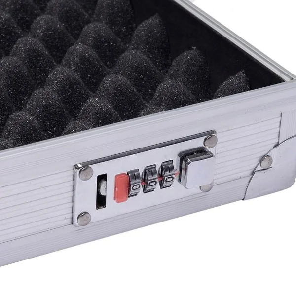 Malette Rigide pour Pistolet en Aluminium Malette Arme de Poing Stockage Rembourrage Coloris Argenté