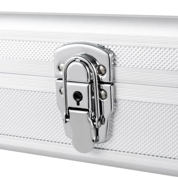 Mallette de stockage et transport en alliage d’aluminium, verrouillable, inserts en mousse, 133,5x34,5x11,5cm, Argenté