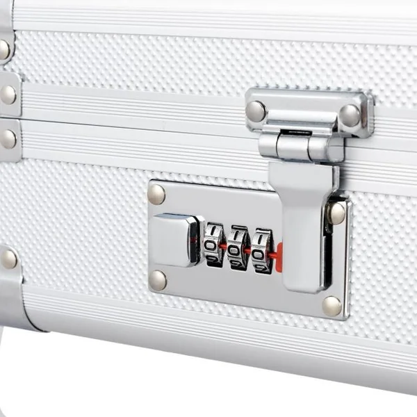 Mallette de stockage et transport en alliage d’aluminium, verrouillable, inserts en mousse, 133,5x34,5x11,5cm, Argenté