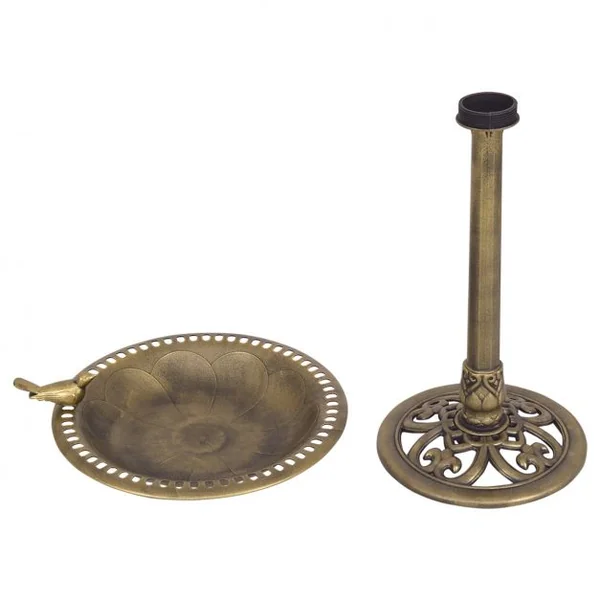 Mangeoire à oiseaux de jardin sur pied Bain d’oiseau Mangeoire sur poteau en PP Dia. 51 cm Haut 72 cm Bronze