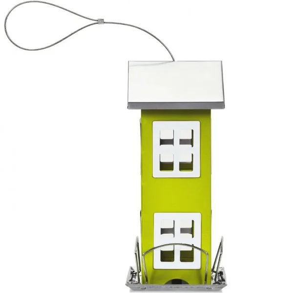 Mangeoire à Oiseaux Étanche en Forme de Maison Capacité 2L pour Jardin Vert
