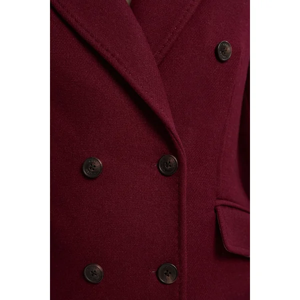 Manteau Ajusté en Laine à Double Boutonnage Longueur Midi
