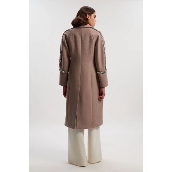 Manteau Tailleur Oversize en Laine Ornementé