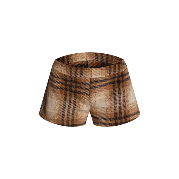 Marron Carreaux Short Tailleur Mini À Chevrons