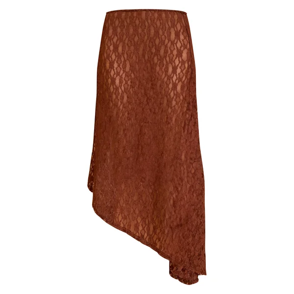 Marron Jupe Midaxi Asymétrique En Dentelle