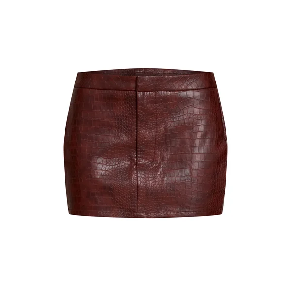 Marron Mini-jupe En Synthétiquecuir Effet Croco