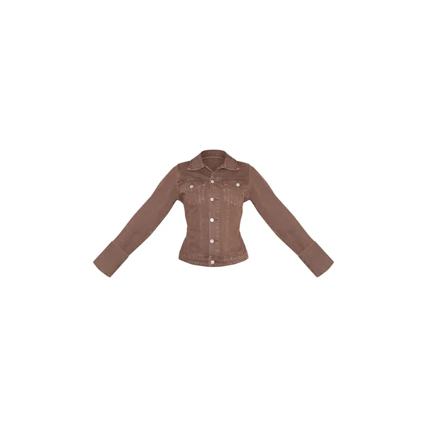 Marron Veste En Jean Cintrée Dos Avec Revers Retroussés