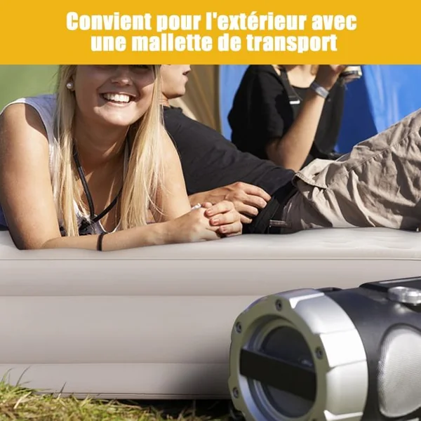 Matelas/Lit Gonflable 1 Personne Floqué et PVC Confortable Capacité de 200KG 197x106x50CM