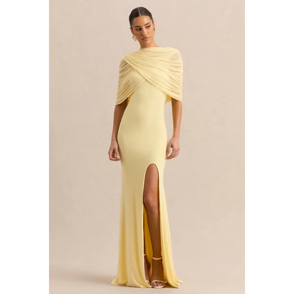Melva | Robe longue citron à encolure bandeau