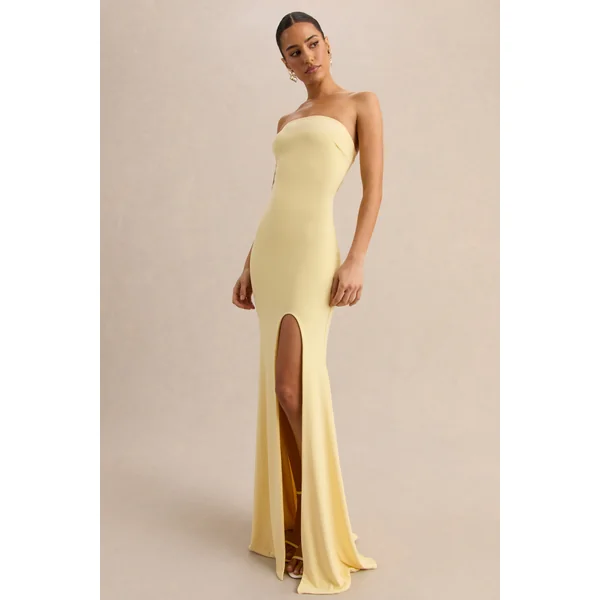 Melva | Robe longue citron à encolure bandeau