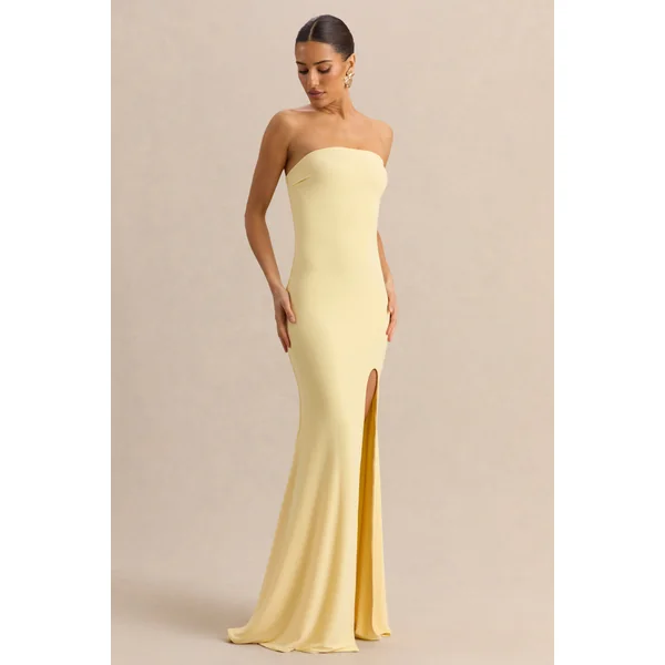 Melva | Robe longue citron à encolure bandeau