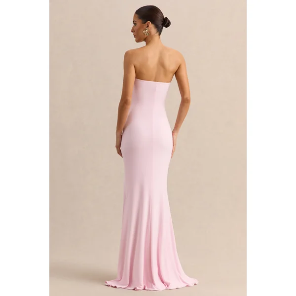 Melva | Robe longue rose clair à encolure bandeau