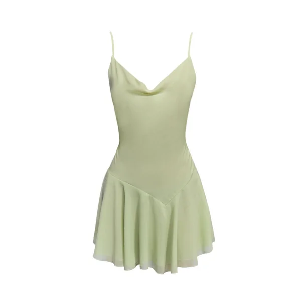 Menthe Douce Robe Mini En Mousseline À Ourlet Asymétrique
