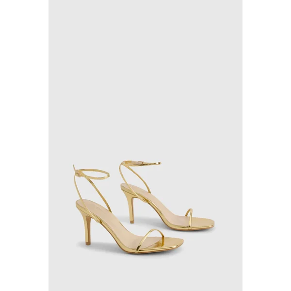 Metallic Barely There Low Stiletto Heels