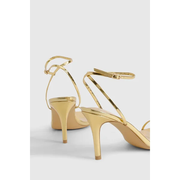 Metallic Barely There Low Stiletto Heels