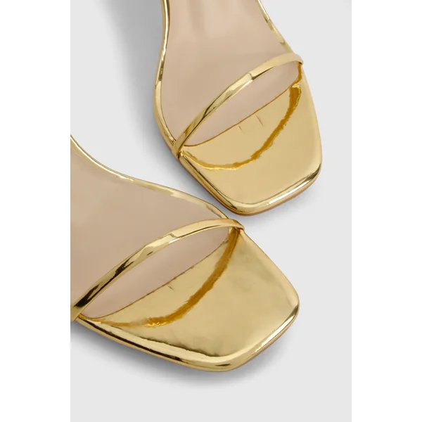 Metallic Barely There Low Stiletto Heels