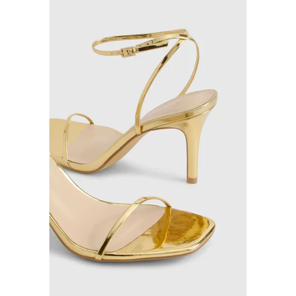 Metallic Barely There Low Stiletto Heels