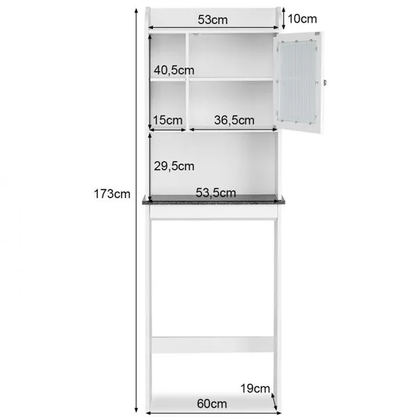 Meuble de Rangement Au-dessus Des Toilettes Etagère de Salle de Bains Wc Buanderie en Mdf 60x19x173cm Blanc