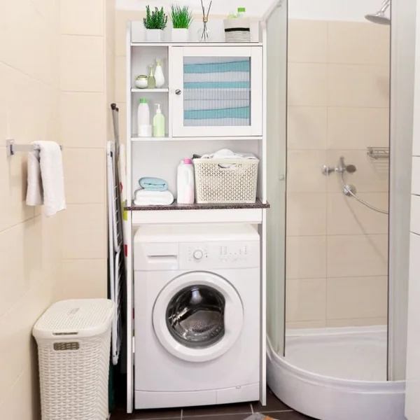 Meuble de Rangement Au-dessus Des Toilettes Etagère de Salle de Bains Wc Buanderie en Mdf 60x19x173cm Blanc