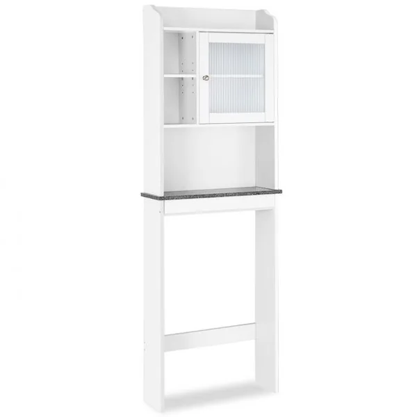 Meuble de Rangement Au-dessus Des Toilettes Etagère de Salle de Bains Wc Buanderie en Mdf 60x19x173cm Blanc
