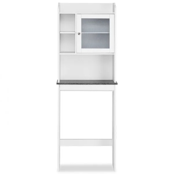 Meuble de Rangement Au-dessus Des Toilettes Etagère de Salle de Bains Wc Buanderie en Mdf 60x19x173cm Blanc