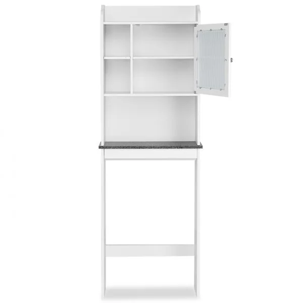 Meuble de Rangement Au-dessus Des Toilettes Etagère de Salle de Bains Wc Buanderie en Mdf 60x19x173cm Blanc