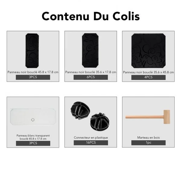 Meuble de Rangement Modulable 3 Cubes Armoire à Chaussures Etagère polyvalente en Résine, 47x37x57cm, Noir et Blanc