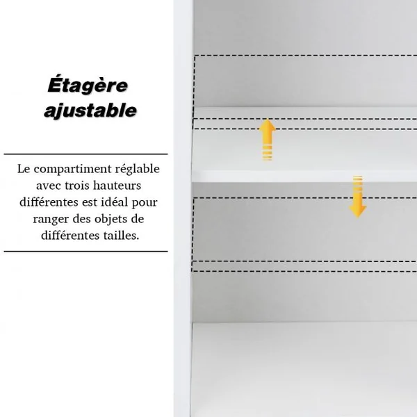 Meuble de Salle de Bain Mural Armoire Murale avec 1 Porte et 5 Étagères en MDF, 48,5x17,5x61cm, Blanc