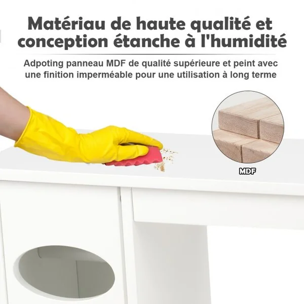 Meuble de Toilette WC Armoire de Rangement avec Etagère Ajustables et Porte-papier Blanc