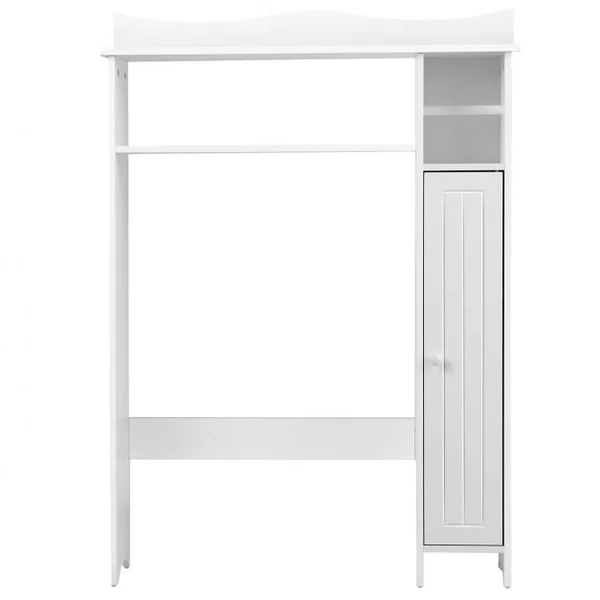 Meuble de Toilette WC Armoire de Rangement avec Etagère Ajustables et Porte-papier Blanc