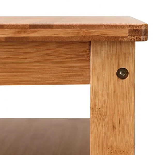 Meuble Range Bouteille à 6 Etagères avec et Porte-Verres en Acier Inox. et Bambou Présentoir à Vin