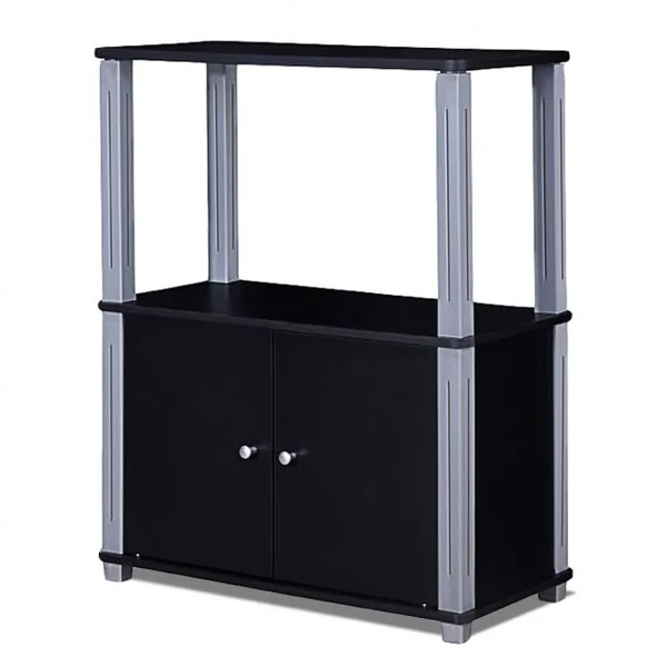 Meuble Tv avec 1 Étagère Ouverte et 1 Armoire à Porte Meuble de Rangement en Mdf 60x295x745cm Brun