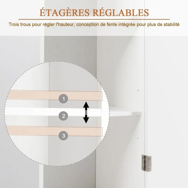 Meuble WC / Armoire de Salle de Bain avec 3 Tablettes de Rangement en MDF de Haute Qualité 38 x 30 x 81 cm Blanc