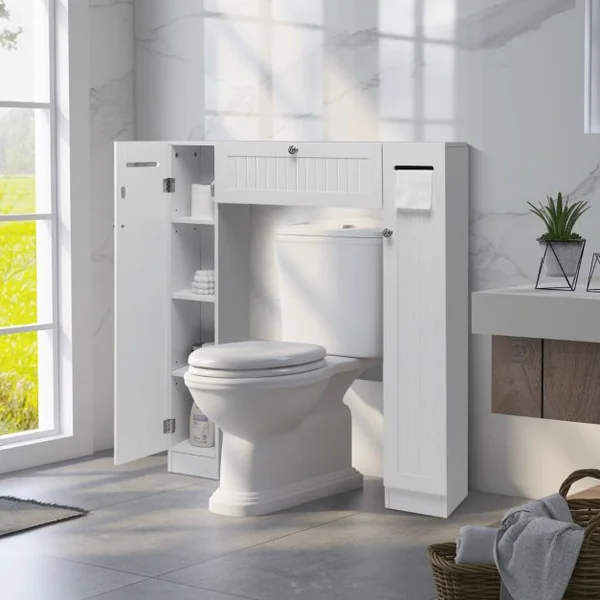 Meuble WC Armoire de Toilette Placard de Salle de Bains Étagère de Salle de Bain