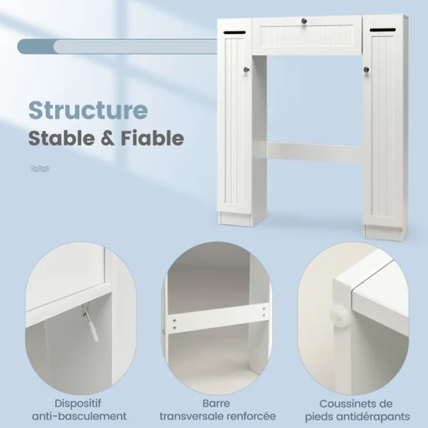 Meuble WC Armoire de Toilette Placard de Salle de Bains Étagère de Salle de Bain