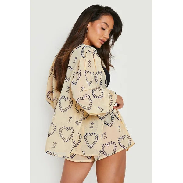 Milagro Ensemble de Plage à Imprimé Cœur (Chemise & Short)