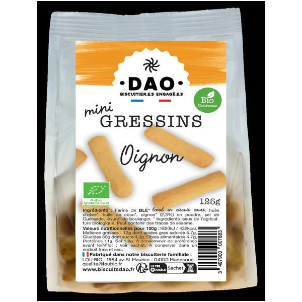 Mini gressins oignon 125g