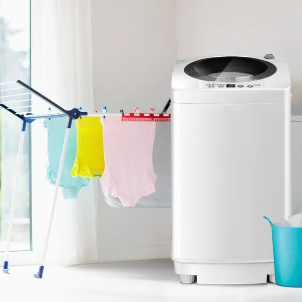 Mini machine à laver 240 W automatique Lave-linge et Essorage 210W Economie d’énergie Capacité 3.5 Kg 43x43x75cm Blanc